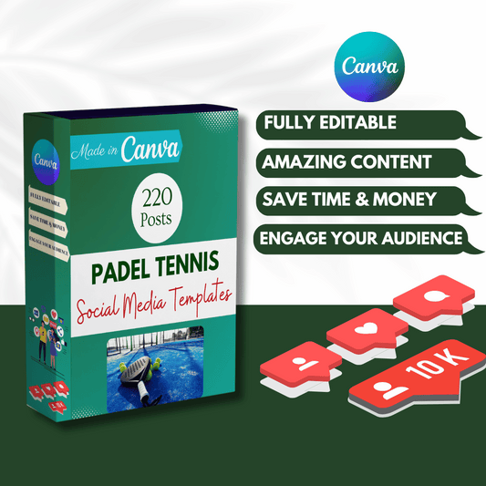 Padel Tennis Social Media Canva Templates 220 Pack