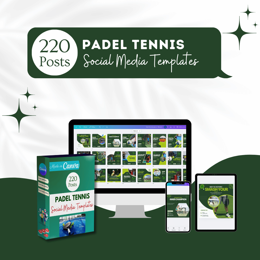 Padel Tennis Social Media Canva Templates 220 Pack