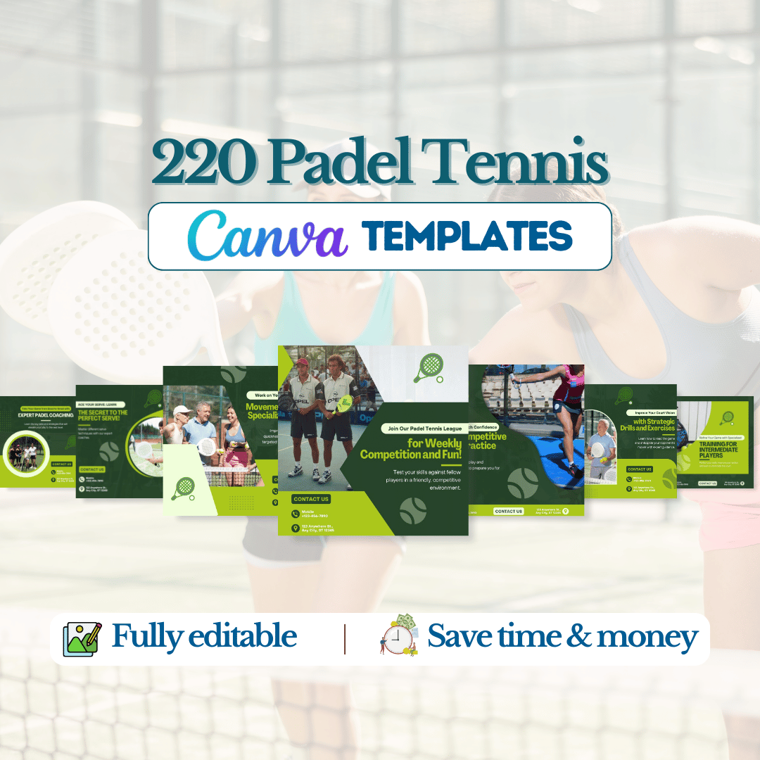 Padel Tennis Social Media Canva Templates 220 Pack