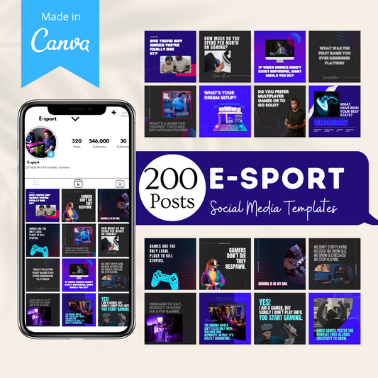 E-Sport Social Media Canva Templates 200 Pack