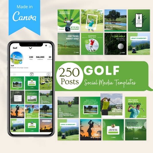 Golf Social Media Canva Templates 250 Pack