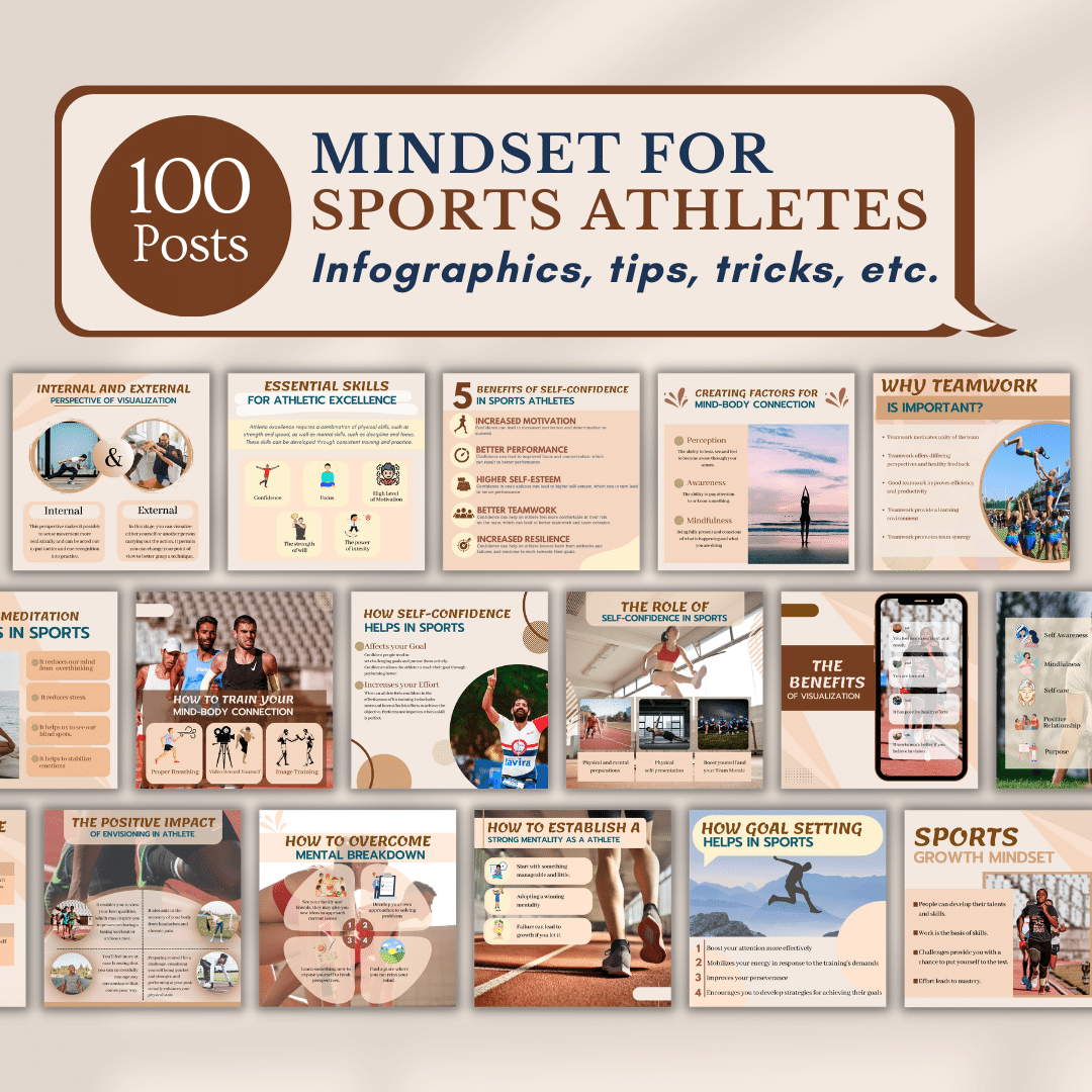 Mindset for Sports Athletes Canva Social Media Templates 200 Pack
