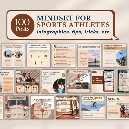 Mindset for Sports Athletes Canva Social Media Templates 200 Pack