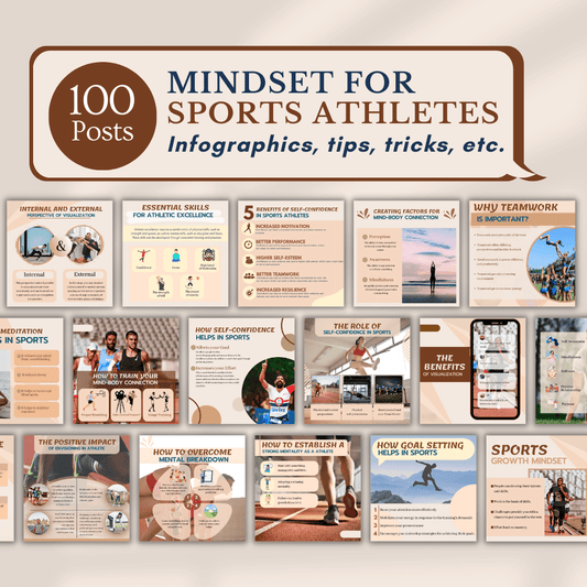 Mindset for Sports Athletes Canva Social Media Templates 200 Pack