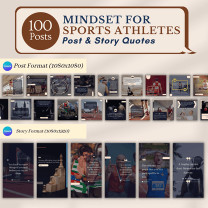 Mindset for Sports Athletes Canva Social Media Templates 200 Pack