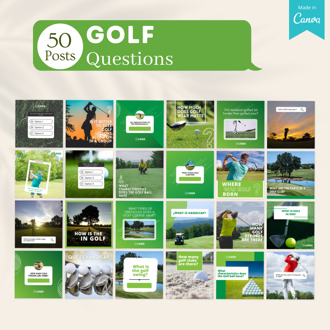 Golf Social Media Canva Templates 250 Pack