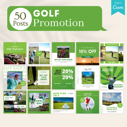 Golf Social Media Canva Templates 250 Pack