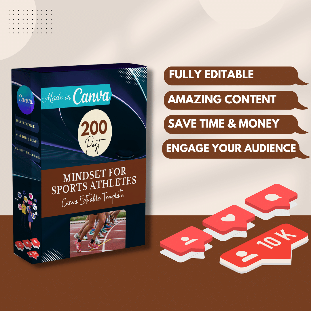 Mindset for Sports Athletes Canva Social Media Templates 200 Pack