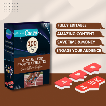 Mindset for Sports Athletes Canva Social Media Templates 200 Pack