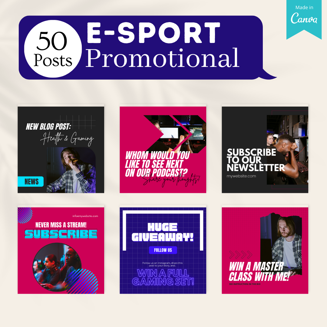 E-Sport Social Media Canva Templates 200 Pack