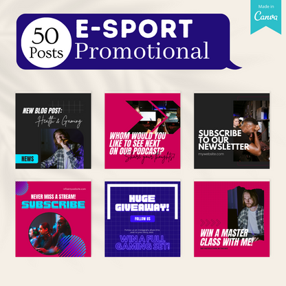 E-Sport Social Media Canva Templates 200 Pack