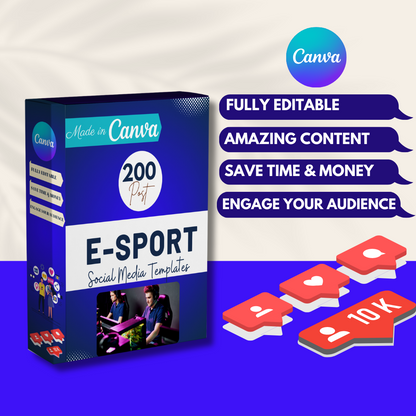E-Sport Social Media Canva Templates 200 Pack