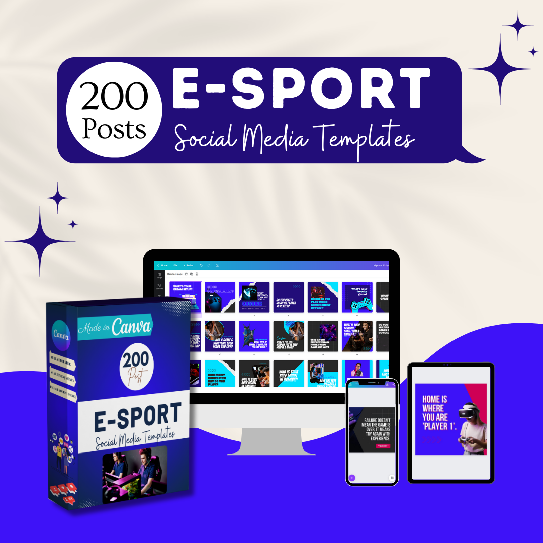 E-Sport Social Media Canva Templates 200 Pack