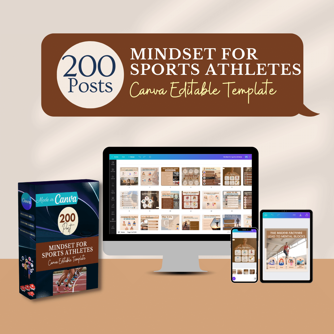 Mindset for Sports Athletes Canva Social Media Templates 200 Pack