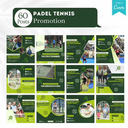 Padel Tennis Social Media Canva Templates 220 Pack